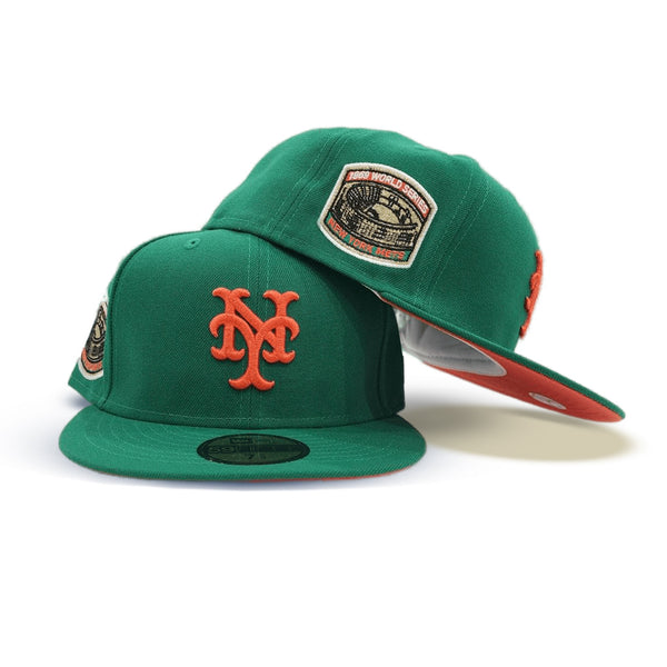 Off White New York Mets Kelly Green Visor Orange Bottom 50th Anniversary Side Patch New Era 59FIFTY Fitted 71/2