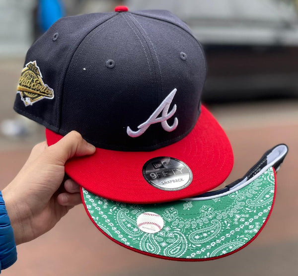 Navy Blue Atlanta Braves Sky Paisley Bottom 1995 World Series Side Patch  New Era 59Fifty Fitted