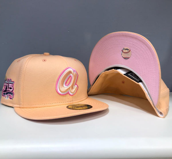 Atlanta Braves 1974 COOPERSTOWN PINK LOGO BOTTOM Fitted Hat
