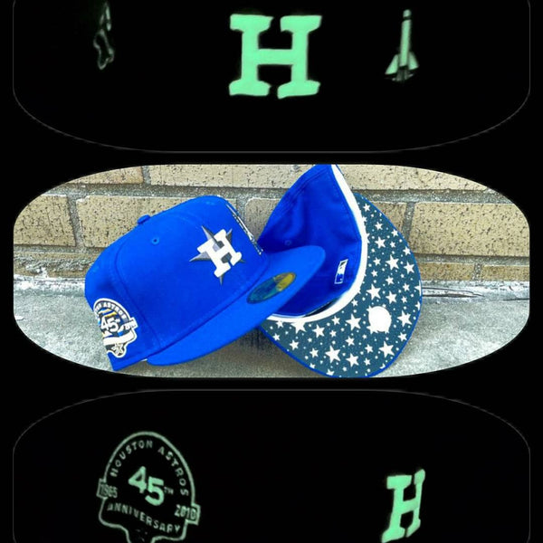 Custom Blue Houston Astros Fitted Hat by RR Customs