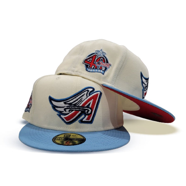 Navy Blue Los Angeles Angels Icy Blue Bottom 40th Season Side Patch New Era 59FIFTY Fitted 71/2