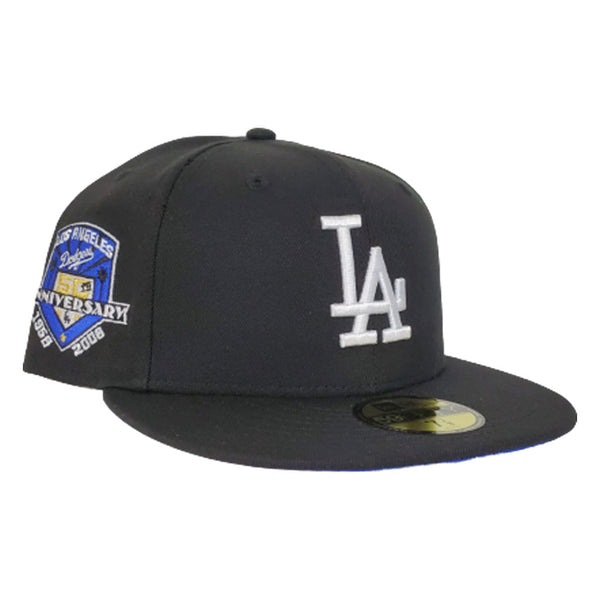 Los Angeles Dodgers New Era Sugar Skull All Black And Royal Blue Bottom  9FIFTY Adjustable Snapback Hat