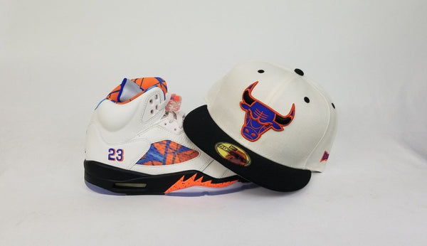 Matching New Era Chicago Bulls 59Fifty Fitted Hat for Jordan 5 Orange Peel Barcelona