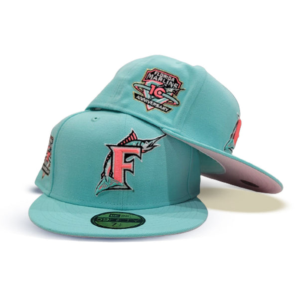 New Era Florida Marlins Fitted Red Bottom Black Red (10Th Anniversary  Embroidery)