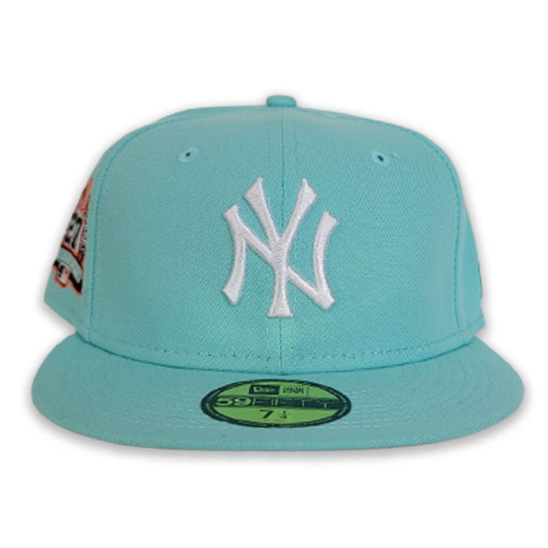 NEW ERA NEW YORK YANKEES 27 WORLD CHAMPIONSHIPS HAT BROWN AQUA MINT 7 3/8