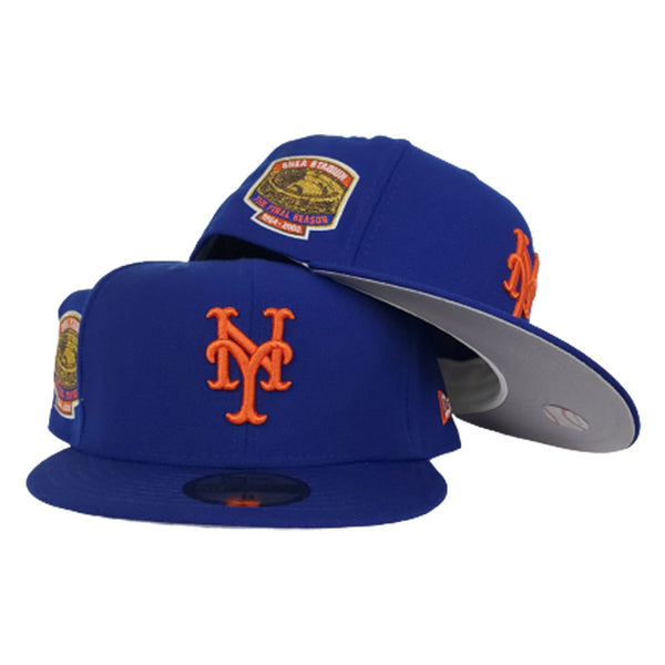 BD STUDS DAMAGE CAP BLUE ② New Era Flat Brim 59FIFTY AC Perf New York Mets MLB Blue