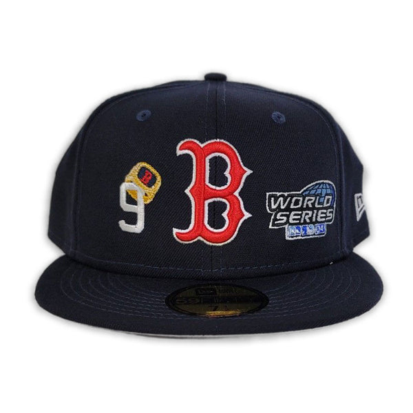 Boston Red Sox 8X WORLD SERIES CHAMPS RED-BOTTOM Navy Fitted Hat