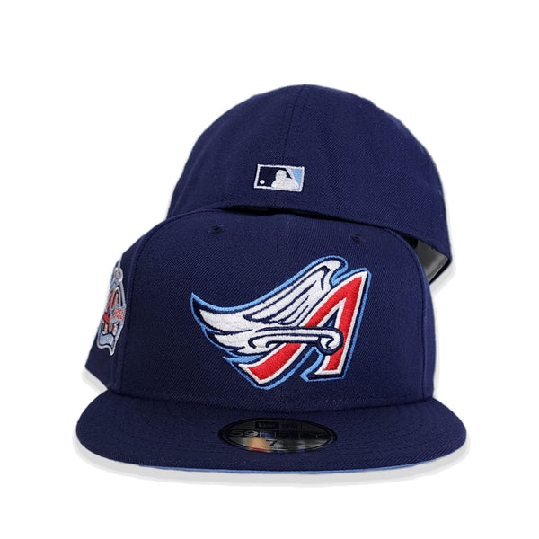 Brown Script Los Angeles Angels Icy Blue Bottom 60th Anniversary Side Patch New Era 59FIFTY Fitted 7 7/8