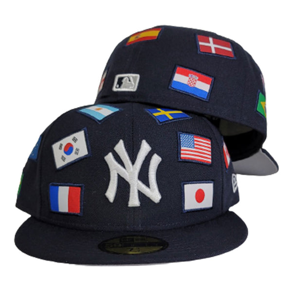 New York Yankees NY FADE ALL-OVER FLOCKING Navy-White Fitted Hat