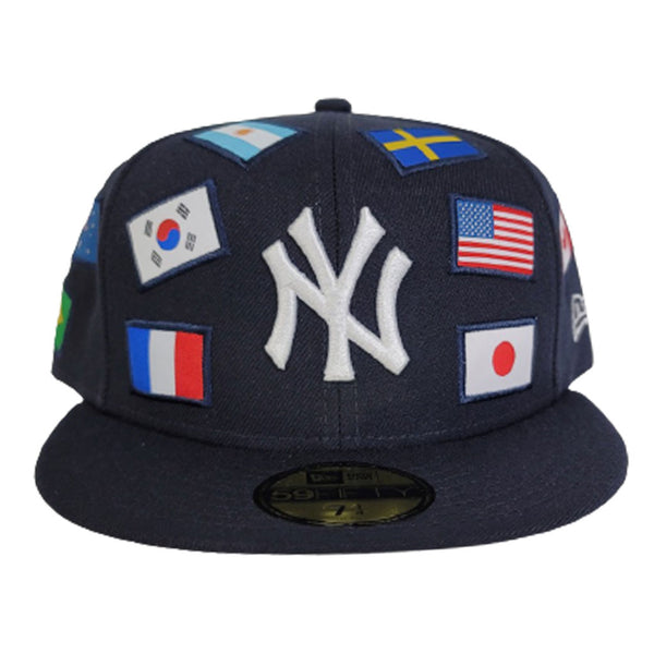 New York Yankees NY FADE ALL-OVER FLOCKING Navy-White Fitted Hat