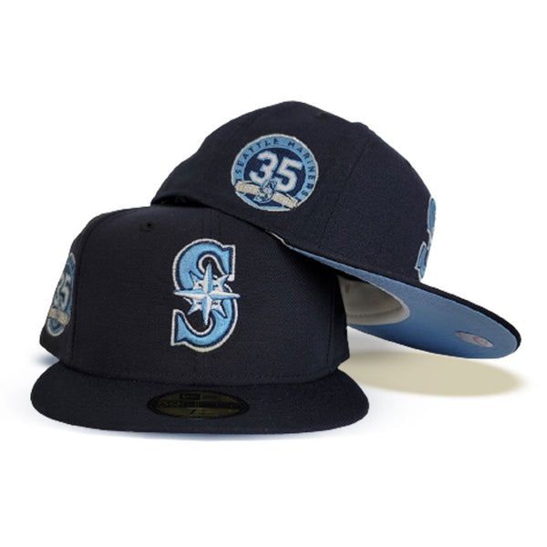 SEATTLE MARINERS 20TH ANNIVERSARY NAVY ICY BRIM NEW ERA FITTED HAT