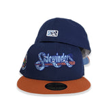 Navy Blue Tuscan Sidewinders Rust Visor Icy Blue Bottom Pacific Coast League Side Patch New Era 59Fifty Fitted