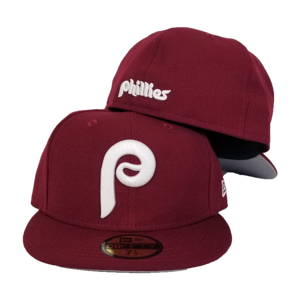  New Era Philadelphia Phillies Burgundy White P Cooperstown  Link Snapback Hat Cap : Sports & Outdoors