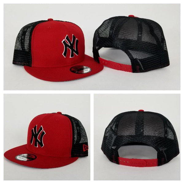 New Era MLB New York Yankees Red and Black Mesh. Exclusive Fitted Inc