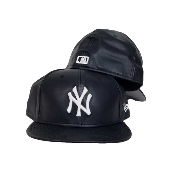 New Era Navy Blue New York Yankees 59Fifty Faux Leather Fitted