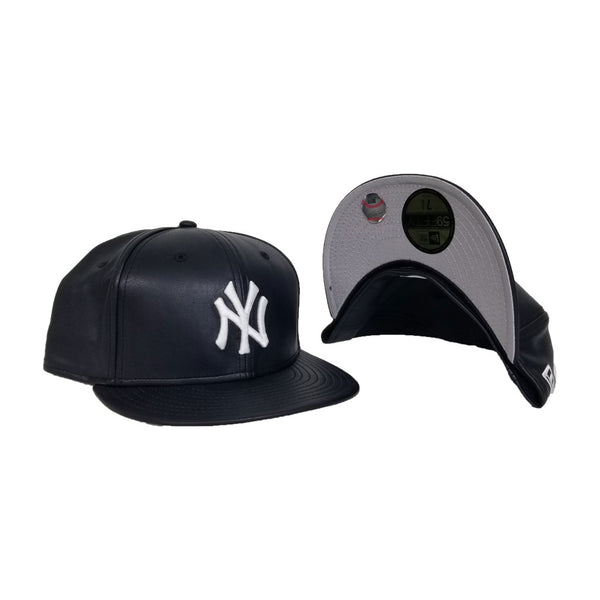 Exclusive New Era 59Fifty Red PU Leather Yankee Fitted Hat Cap