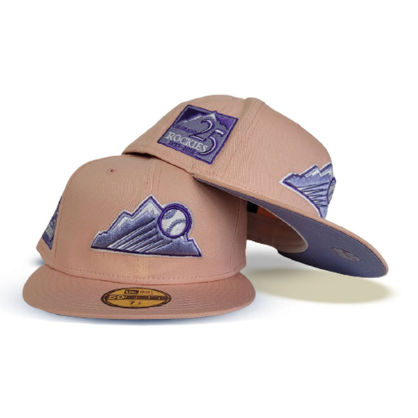 Tan Colorado Rockies Black Visor Purple Bottom 25th Anniversary Side Patch New Era 59FIFTY Fitted 71/4