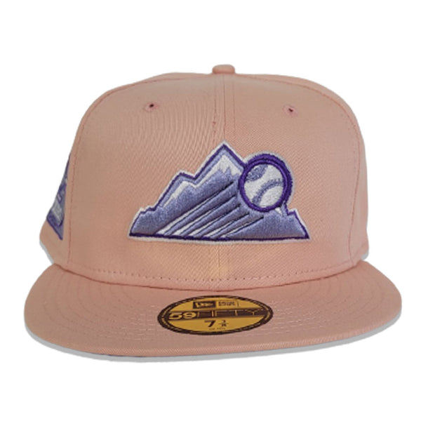 White Colorado Rockies Purple Bottom 25th Anniversary Side Patch New Era  59Fifty Fitted