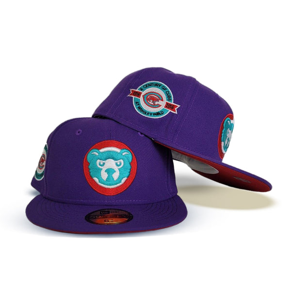 New Era Peach/Purple Chicago Cubs Wrigley Field Side Patch 59FIFTY Fitted Hat Orange