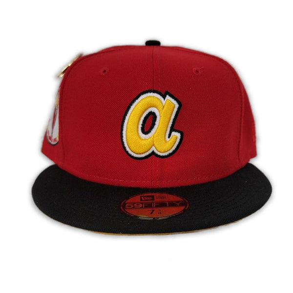 Red Atlanta Braves Black Visor Yellow Bottom 1972 All Star Game Side Patch  Macdonald Collection New Era 59Fifty Fitted