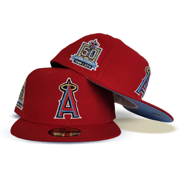 Brown Script Los Angeles Angels Icy Blue Bottom 60th Anniversary Side Patch New Era 59FIFTY Fitted 7 7/8