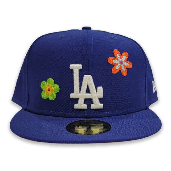 Royal Blue Los Angeles Dodgers Flower Pattern New Era Fitted Hat