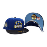 Royal Blue Tennessee Smokies Black Corduroy Visor Icy Blue Bottom Southern League Side Patch New Era 59Fifty Fitted