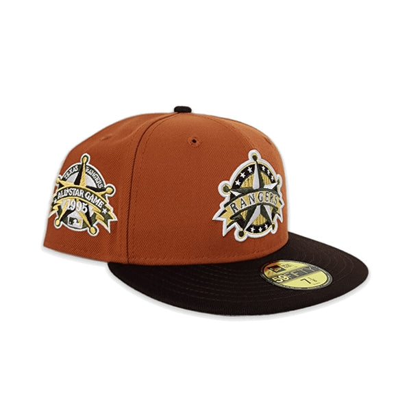 Tan Texas Rangers Olive Green Visor Orange Bottom 50th Anniversary Side Patch New Era 59FIFTY Fitted 71/2