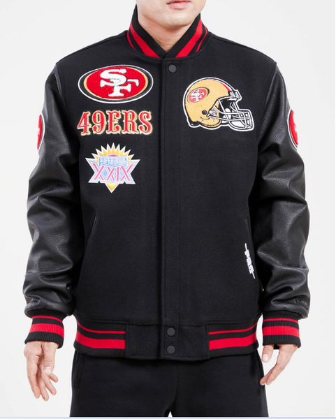 Black San Francisco 49ers Pro Standard Mashup Logo Wool Varsity Heavy Jacket XL