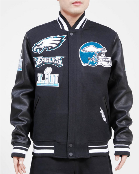 Black Philadelphia Eagles Pro Standard Mashup Logo Wool Varsity Heavy Jacket S