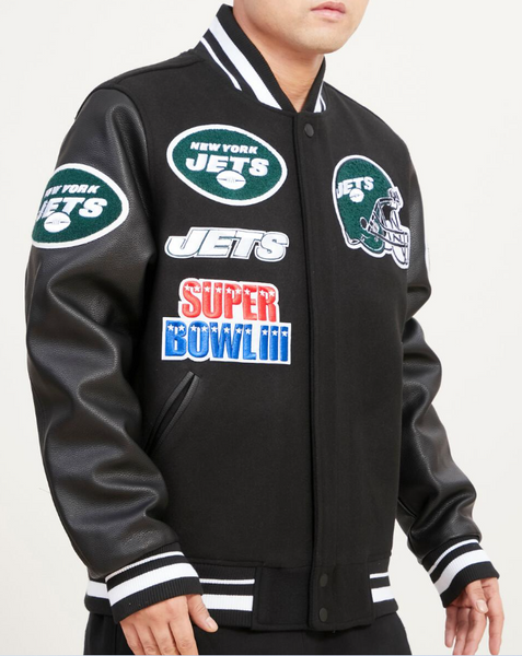 New York Jets Merino Zip Through Bomber - Black