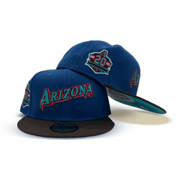 Tan Arizona Diamondbacks Brown Visor Sea Blue Bottom 1998 Inaugural Season Side Patch New Era 59FIFTY Fitted 73/8