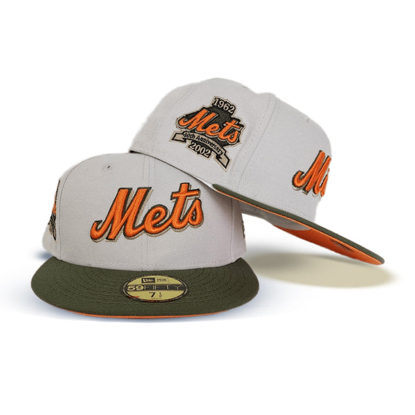 Off White New York Mets Burgundy Visor Gray Bottom 40th Anniversary Side Patch New Era 59FIFTY Fitted 8