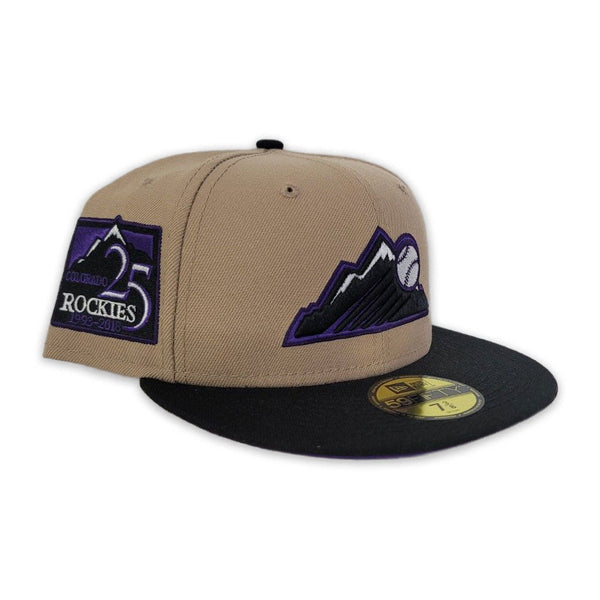 Black Colorado Rockies Purple Bottom 25th Anniversary Side Patch New Era  59Fifty Fitted