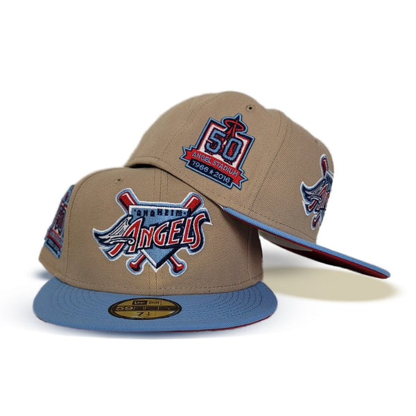 Tan Los Angeles Angels Sky Blue Visor Red Bottom 50th Anniversary