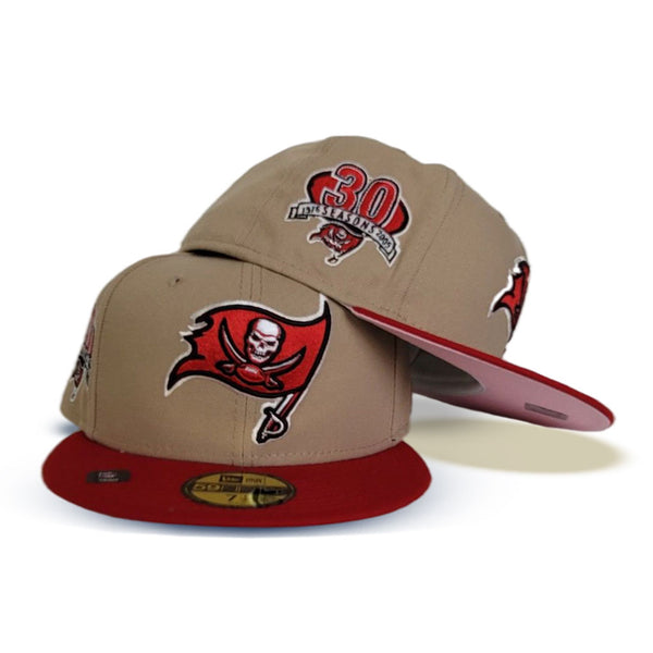 Black Tampa Bay Buccaneers Red Bottom 30th Seasons Side Patch New Era 59FIFTY Fitted 71/8