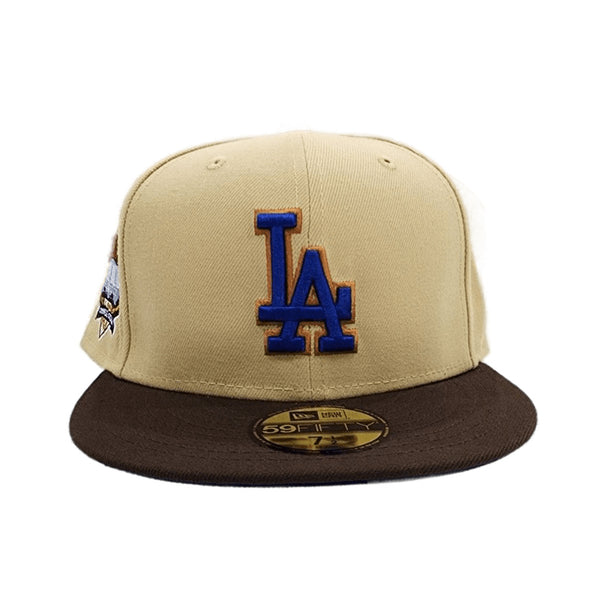 Black Corduroy Los Angeles Dodgers Tan Visor Royal Blue Bottom 60th Anniversary Side Patch New Era 59FIFTY Fitted 75/8