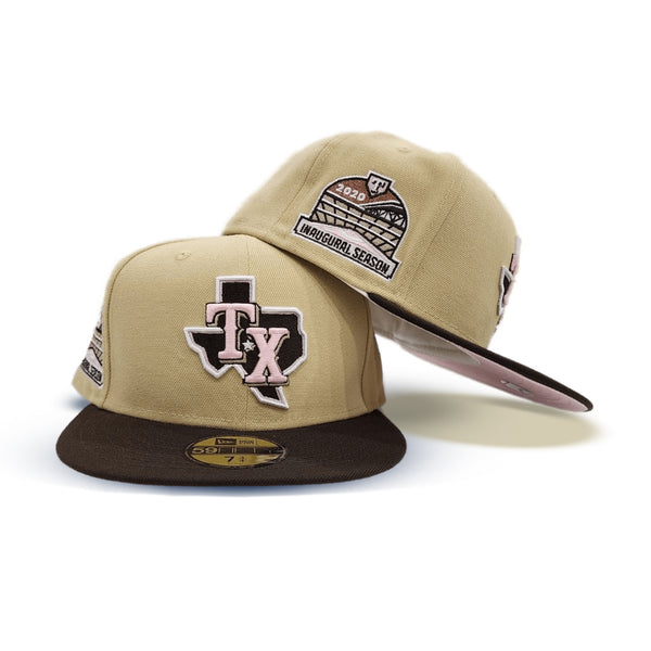 Black Texas Rangers Camel Bottom 2020 Inaugural Side Patch New Era 59FIFTY Fitted 7 1/2