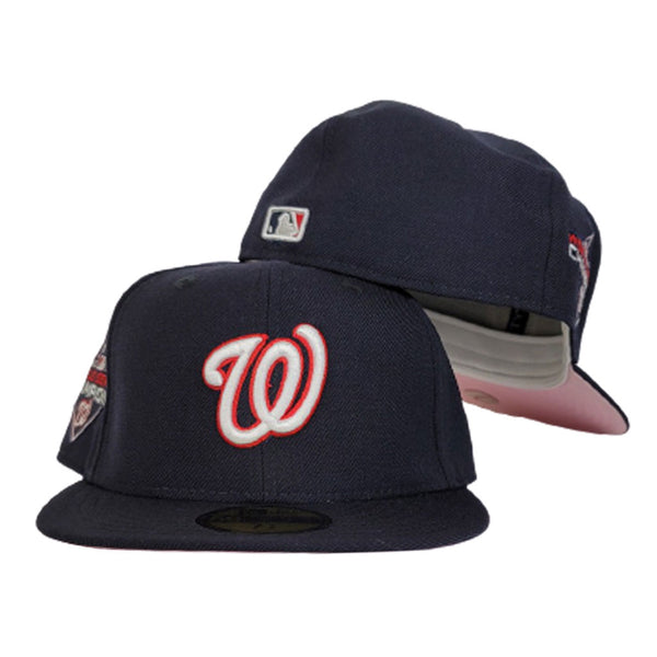 Red Washington Nationals Flower Pattern Pink Bottom Side Patch New Era  59Fifty Fitted