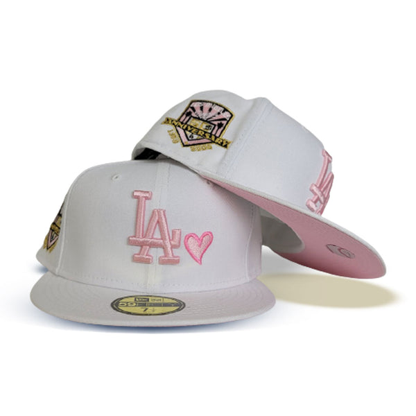 Heart Los Angeles Dodgers Royal Blue Pink Bottom 50th Anniversary New Era  59Fifty Fitted