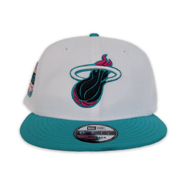 White Miami Heat Teal Visor Fusion Pink Bottom 3X World Champs New Era
