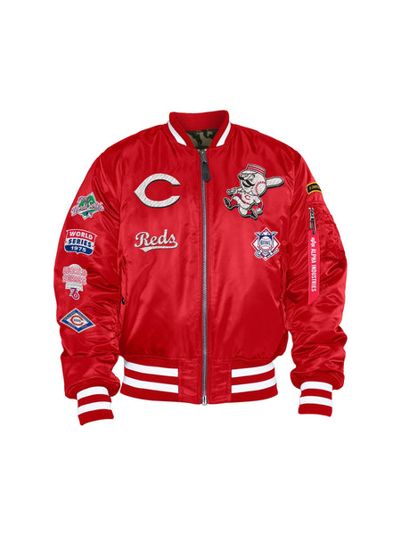 Red Cincinatti Reds Alpha Industries X New Era Reversible MA-1 Bomber Jacket