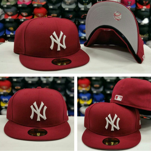 New Era New York Yankees 5950 Burgundy Fitted Hat MLB Official Basic Maroon  Cap