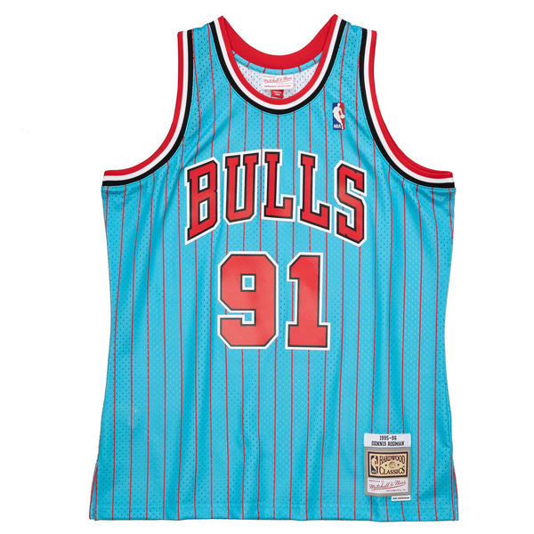 Mitchell & Ness Dennis Rodman Chicago Bulls Men's 1995 Black Pinstriped  Swingman Jersey