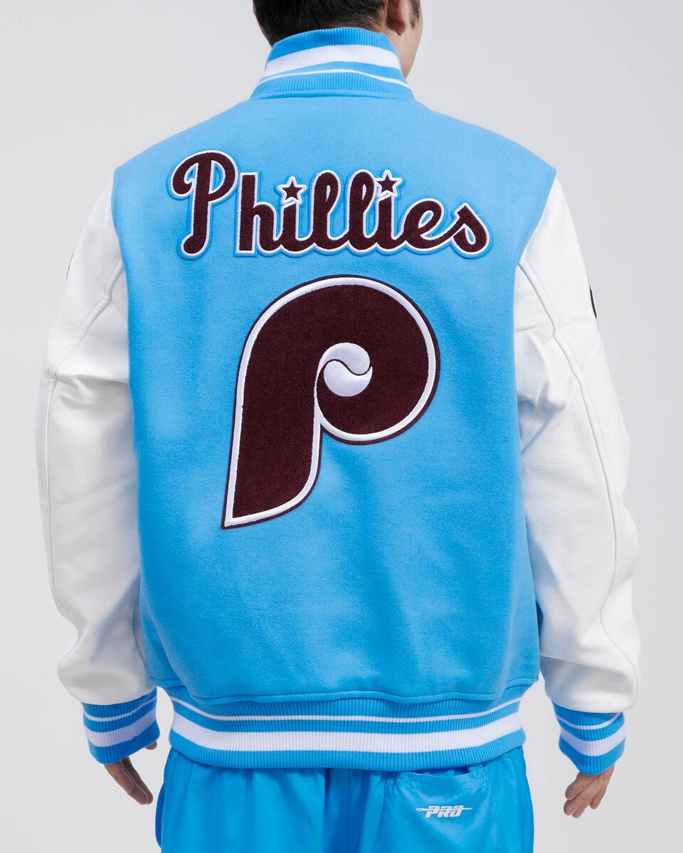 Sky Blue Philadelphia Phillies Pro Standard Logo Mashup Wool Varsity Heavy Jacket L