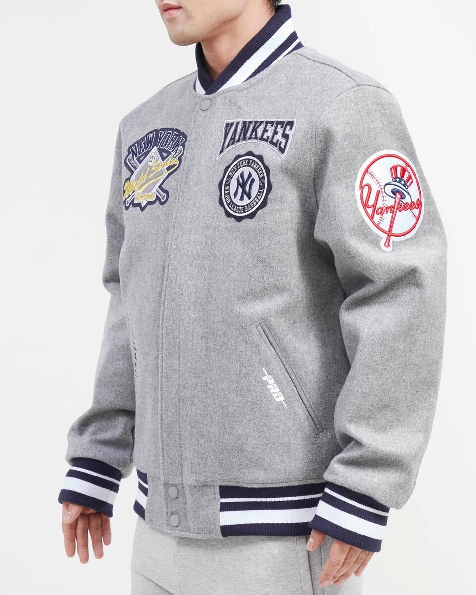 Heather Gray New York Mets Pro Standard Crest Wool Varsity Jacket M