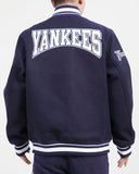 Navy Blue New York Yankees Pro Standard Crest Wool Varsity Jacket