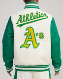 Off White Oakland Athletics Pro Standard Logo Mashup Wool Varsity Heavy Jacket