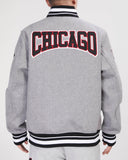 Gray Chicago Bulls Pro Standard Crest Wool Varsity Jacket