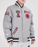 Gray Chicago Bulls Pro Standard Crest Wool Varsity Jacket